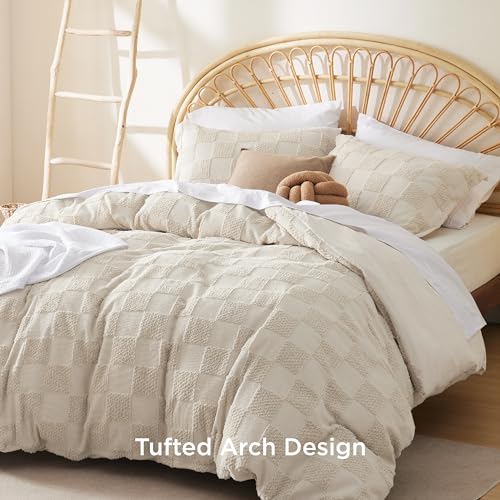 Boho Tufted Queen Duvet Cover Set, 3 Pieces