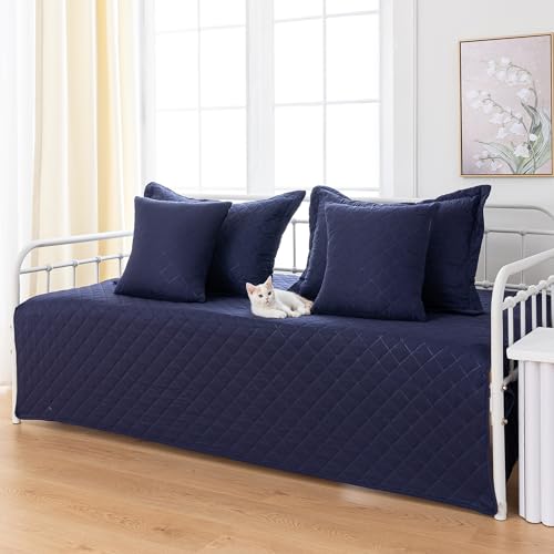 Navy Blue 5-Piece Daybed Cover Set Twin