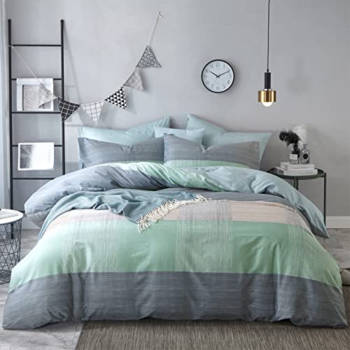 Queen Soft Cotton Striped Duvet Cover Set
