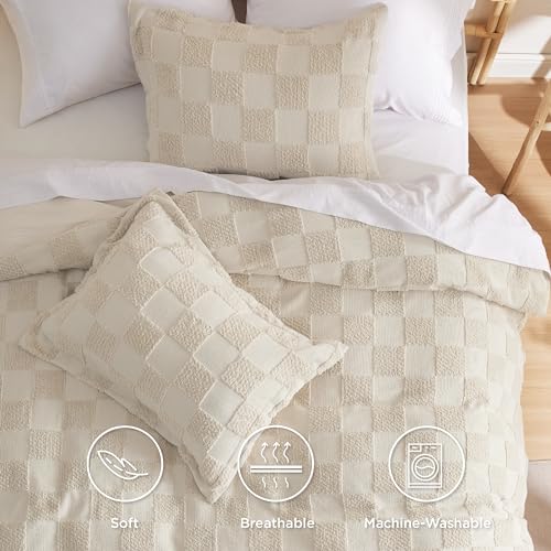 Boho Tufted Queen Duvet Cover Set, 3 Pieces