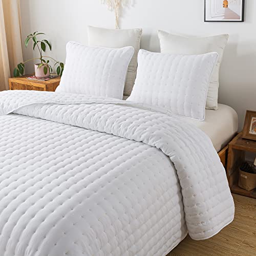 WDCOZY White King Quilt Bedding Set - 3 Pieces