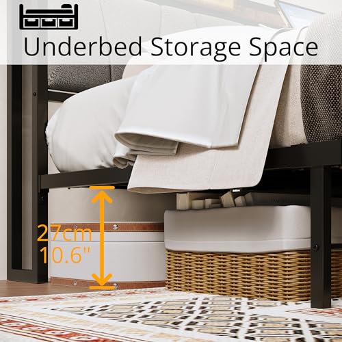 Queen Bed Frame with Storage Headboard and Charger