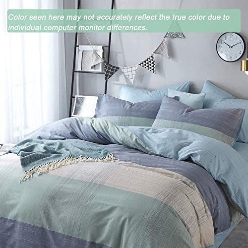 Blue Patchwork Queen Duvet Cover Set – Soft Cotton