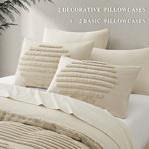 Boho Beige 5-Piece Full/Queen Duvet Cover Set