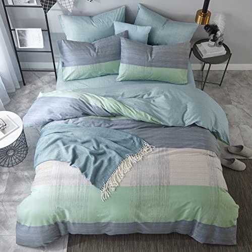 Queen Soft Cotton Striped Duvet Cover Set