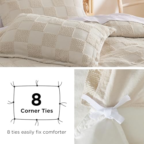 Boho Tufted Queen Duvet Cover Set, 3 Pieces