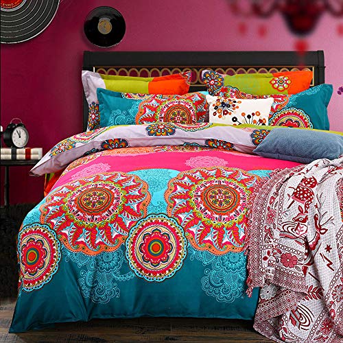 Bohemian Floral Duvet Cover Set - Queen Size