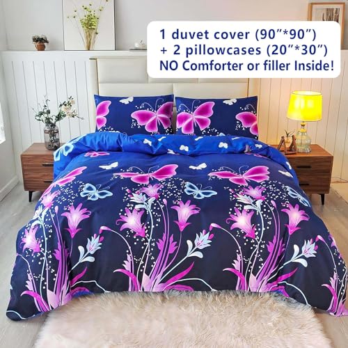 Butterfly Duvet Cover Set - Blue Queen Bedding