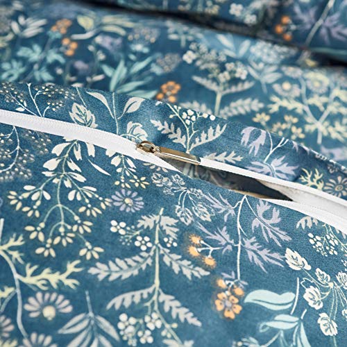 Floral Queen Duvet Cover Set - Blue Garden Design