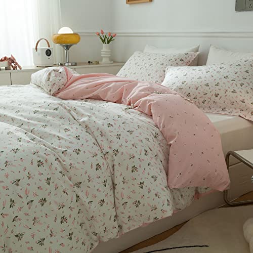 Vintage Floral Cotton Duvet Cover Set with Pillowcases