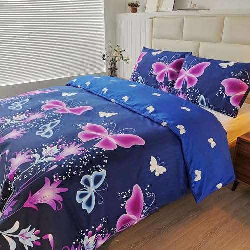 Butterfly Duvet Cover Set - Blue Queen Bedding