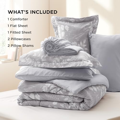 Queen Floral Comforter Set - 7 Piece Bedding