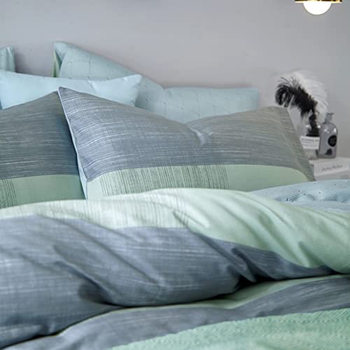 Queen Soft Cotton Striped Duvet Cover Set