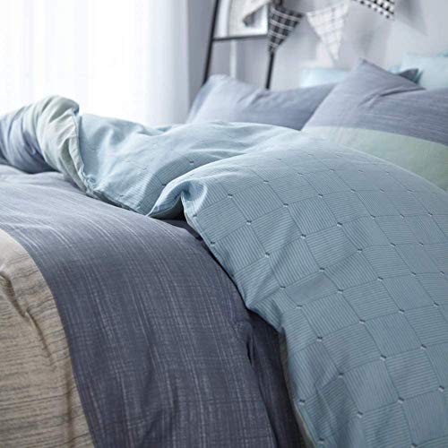Blue Patchwork Queen Duvet Cover Set – Soft Cotton