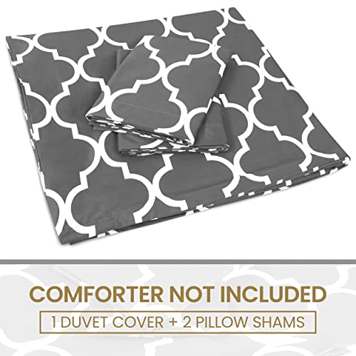 Quatrefoil Grey Duvet Cover Set with Pillow Shams