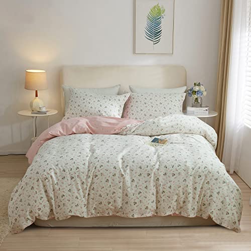 Vintage Floral Cotton Duvet Cover Set with Pillowcases