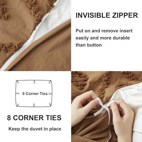 Boho Tufted Duvet Cover Set, Pumpkin Brown