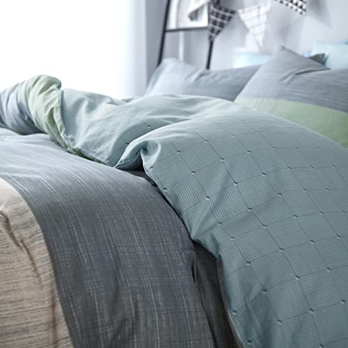 Queen Soft Cotton Striped Duvet Cover Set