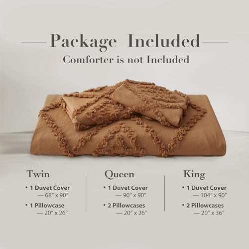 Boho Tufted Duvet Cover Set, Pumpkin Brown