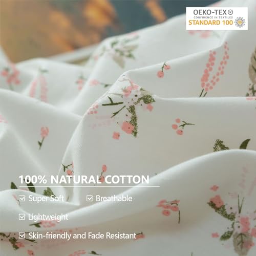 Vintage Floral Cotton Duvet Cover Set with Pillowcases