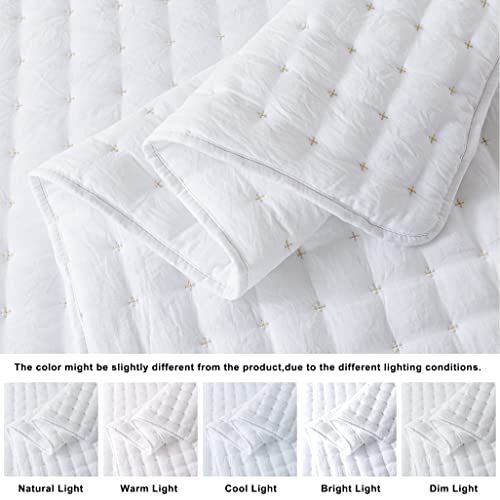 WDCOZY White King Quilt Bedding Set - 3 Pieces