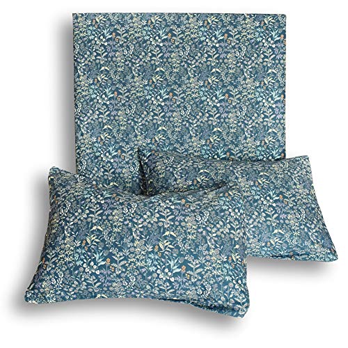 Floral Queen Duvet Cover Set - Blue Garden Design