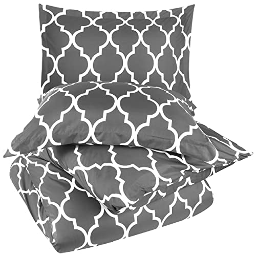 Quatrefoil Grey Duvet Cover Set with Pillow Shams