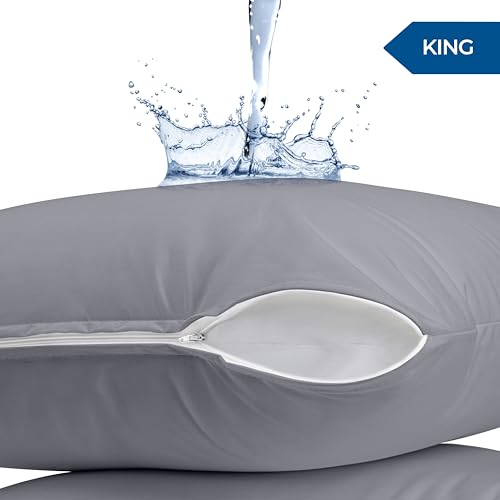 King Waterproof Pillow Protector (2 Pack) - Grey