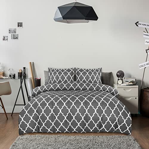 Quatrefoil Grey Duvet Cover Set with Pillow Shams
