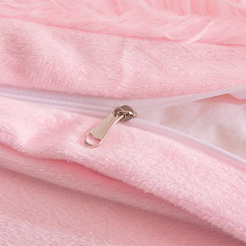 Pink Faux Fur Queen Comforter Cover Set