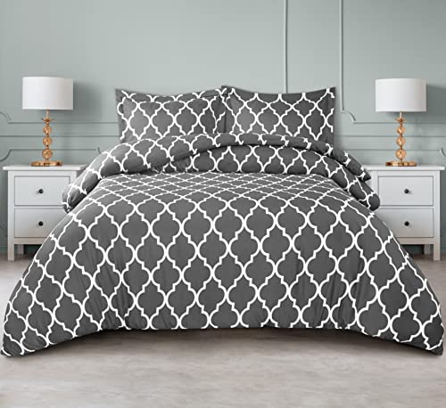 Quatrefoil Grey Duvet Cover Set with Pillow Shams