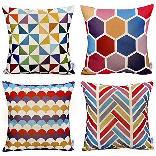 Colorful Geometric Throw Pillow Cover Set of 4