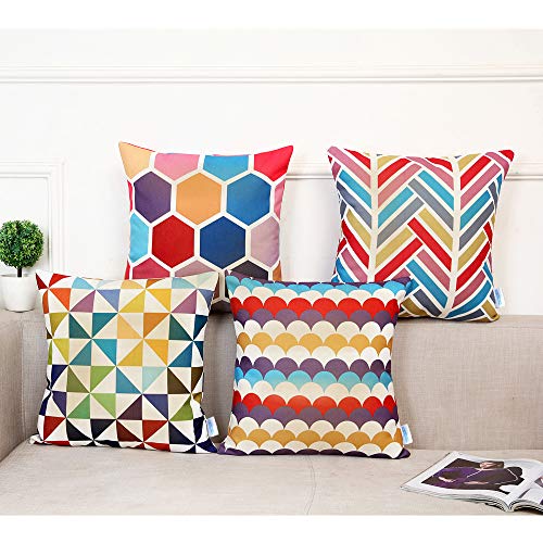 Colorful Geometric Throw Pillow Cover Set of 4