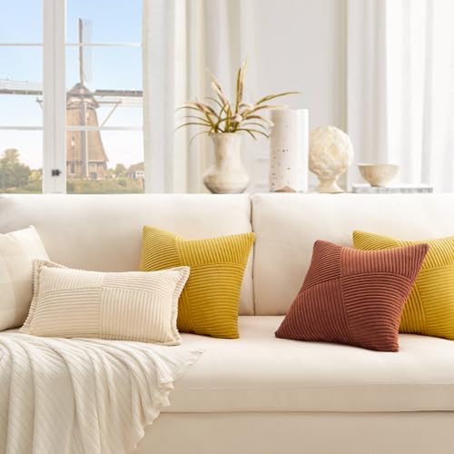 Yellow Decorative Throw Pillow Covers, Set of 2