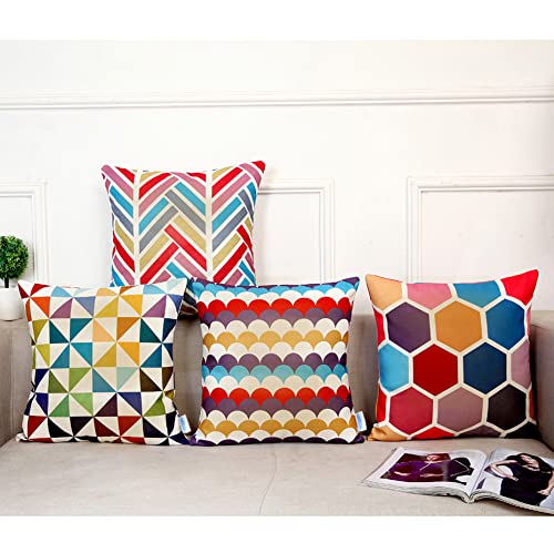 Colorful Geometric Throw Pillow Cover Set of 4