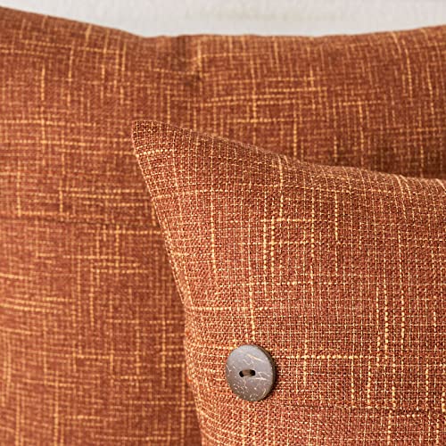 Vintage Farmhouse Linen Throw Pillow Covers - Set of 2