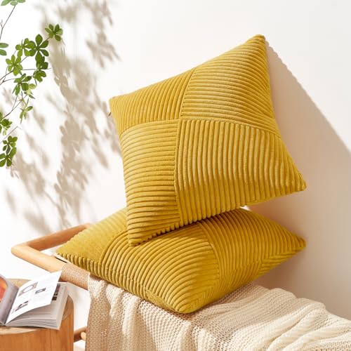 Yellow Decorative Throw Pillow Covers, Set of 2
