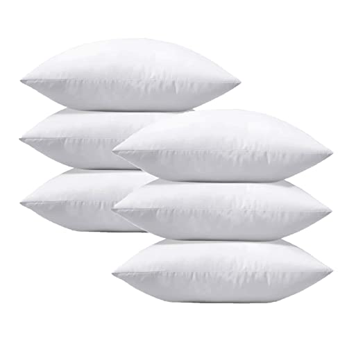 Set of 6 White 18x18 Inch Pillow Inserts