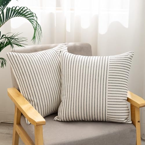 Farmhouse Black and Beige Pillow Covers Set of 2