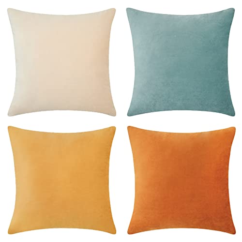 Set of 4 Velvet Decorative Pillow Covers