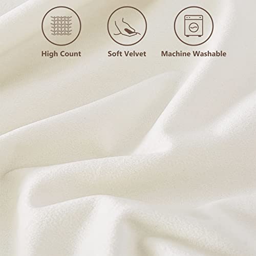 Velvet Decorative Pillow Covers Set of 2, Cream