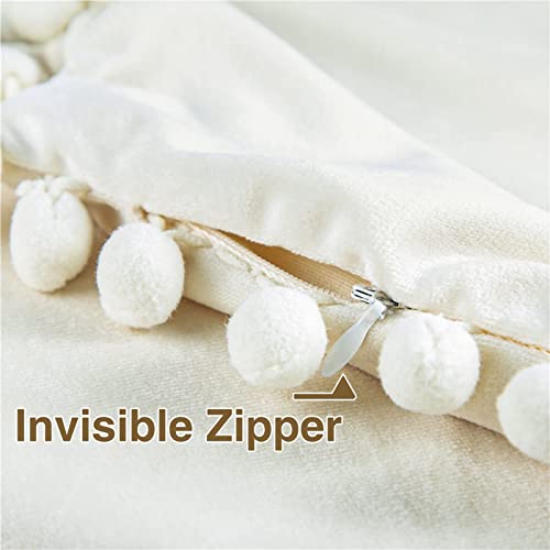 Velvet Decorative Pillow Covers Set of 2, Cream