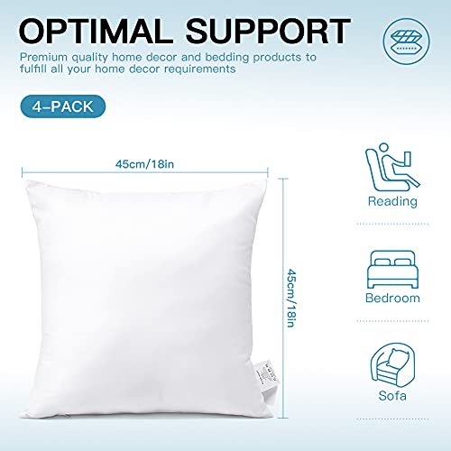 Set of 6 White 18x18 Inch Pillow Inserts