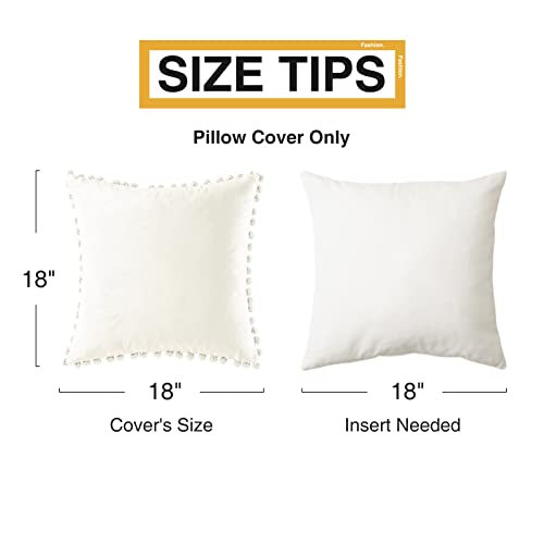 Velvet Decorative Pillow Covers Set of 2, Cream