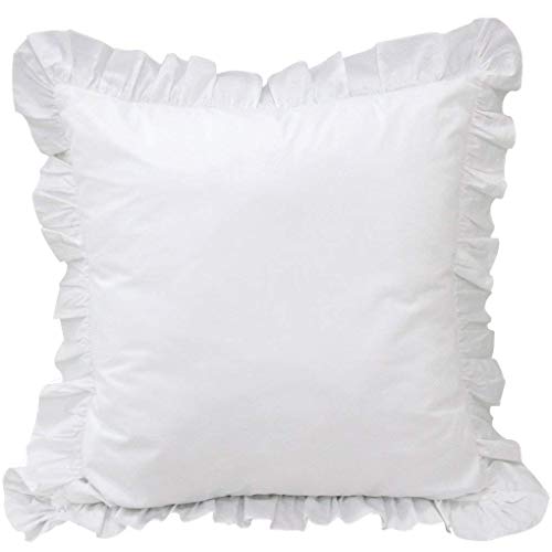 Linen Ruffle Edge European Pillow Shams Set
