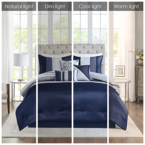 Madison Park Amherst Navy Faux Silk Comforter Set