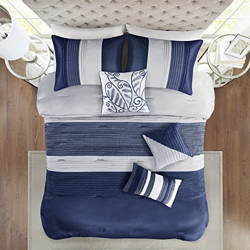 Madison Park Amherst Navy Faux Silk Comforter Set