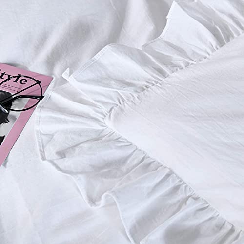 Linen Ruffle Edge European Pillow Shams Set