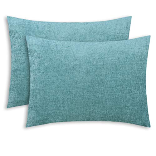 CaliTime Teal Chenille Pillow Shams - Set of 2