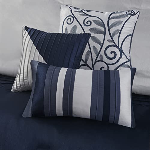 Madison Park Amherst Navy Faux Silk Comforter Set